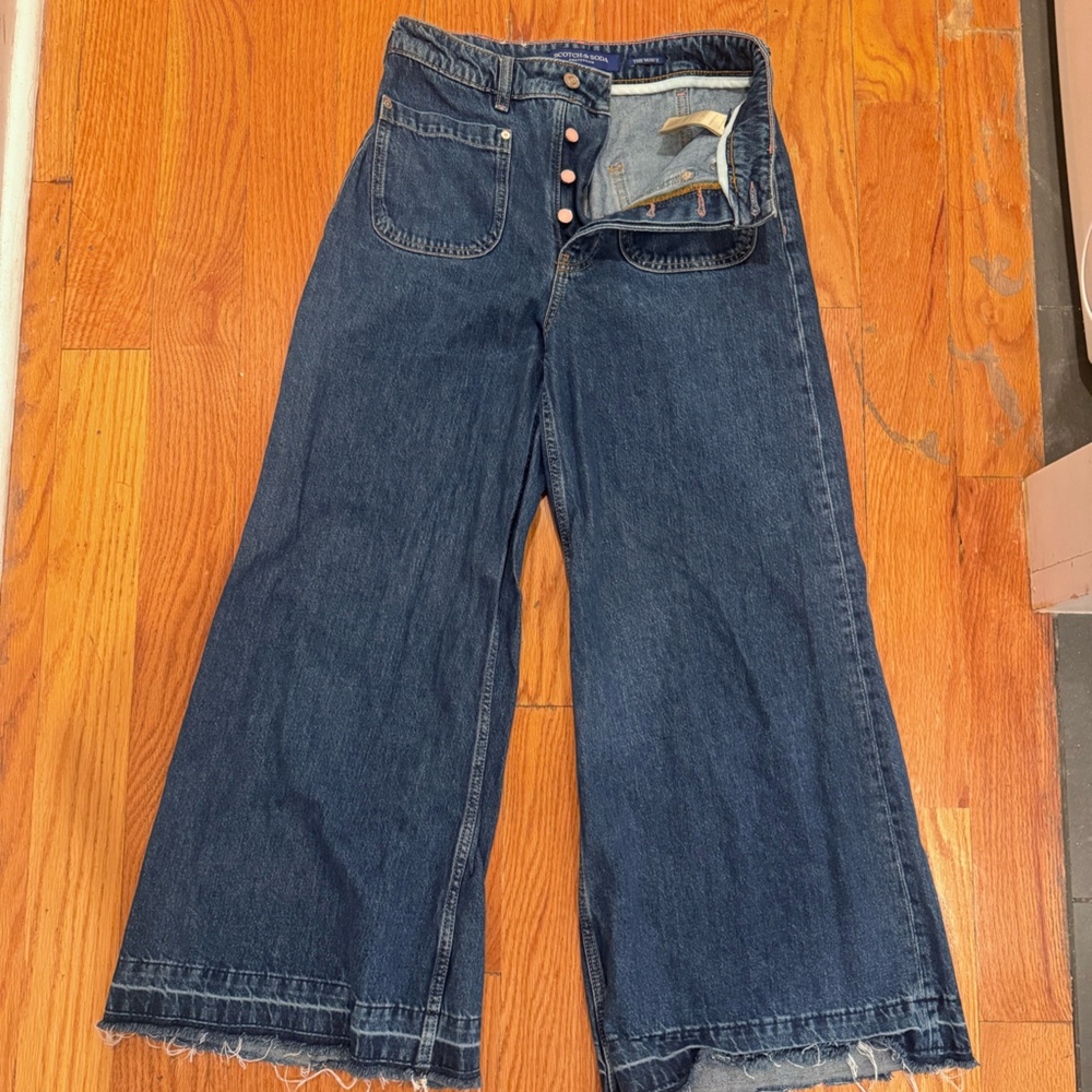 Scotch & Soda Dark Blue Button Flare Jeans